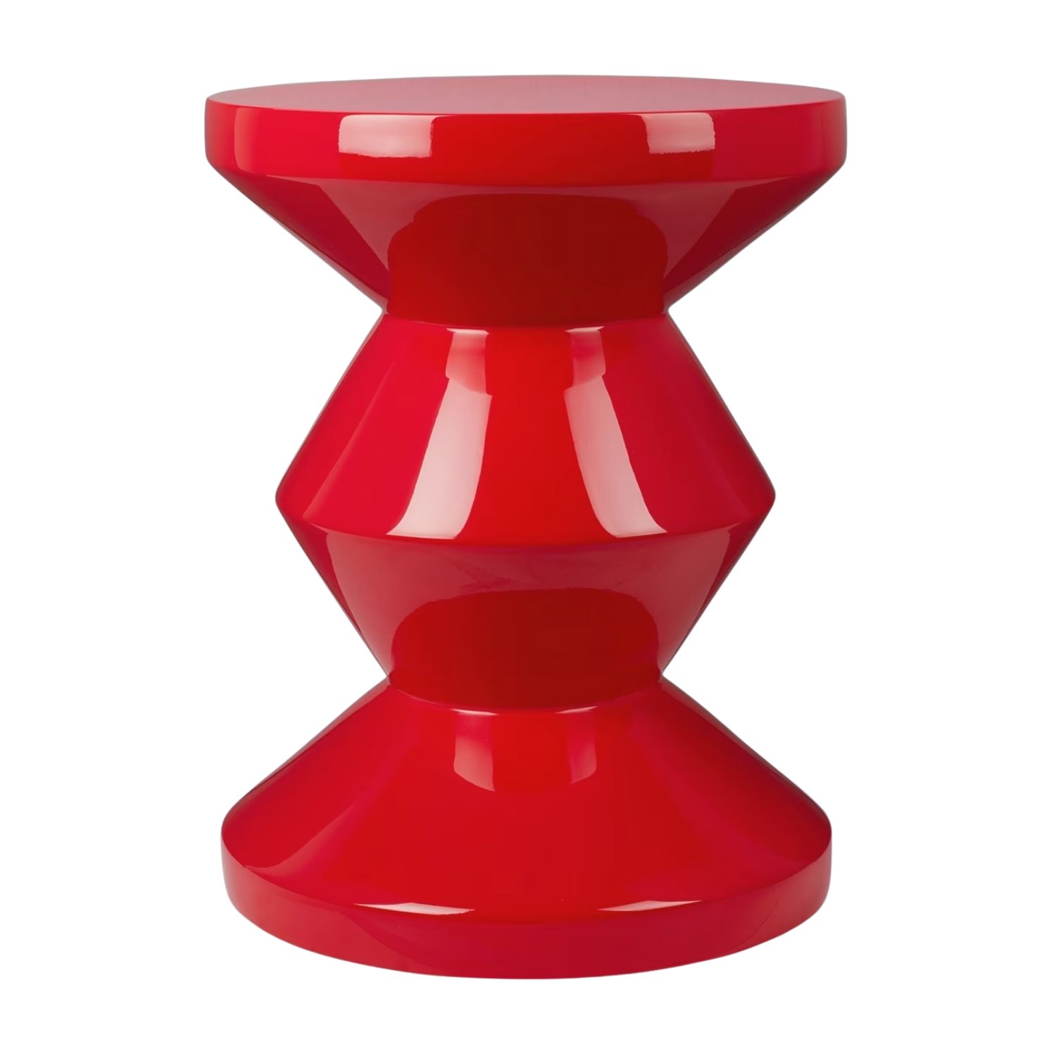 A bright red zig zag stool