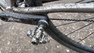 Closeup of pedal on bike