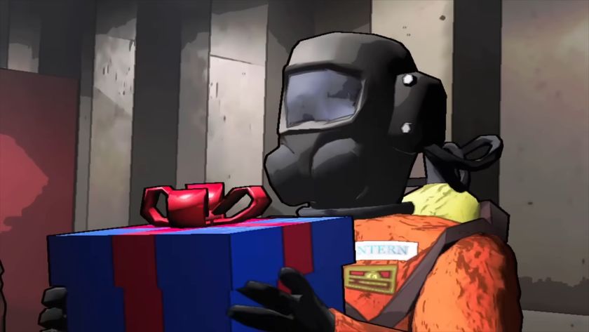 Lethal Company screenshots of workers in orange hazmat suits carrying props and junk