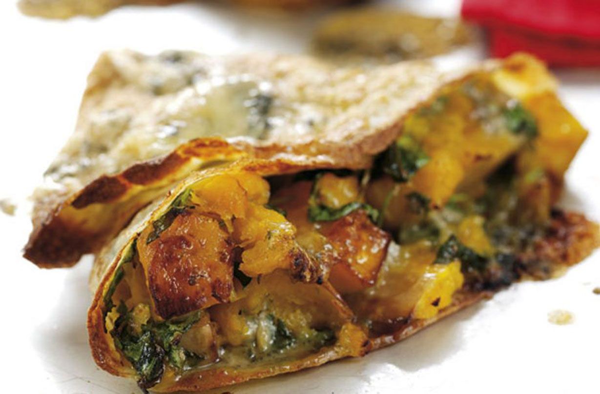 Squash and stilton pancakes