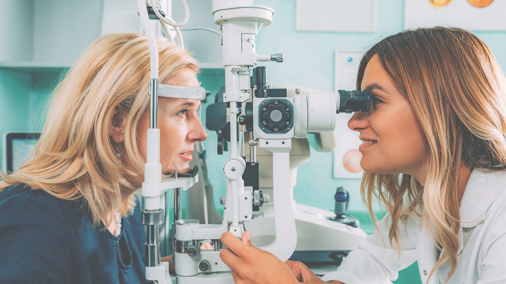 Woman getting an eye test