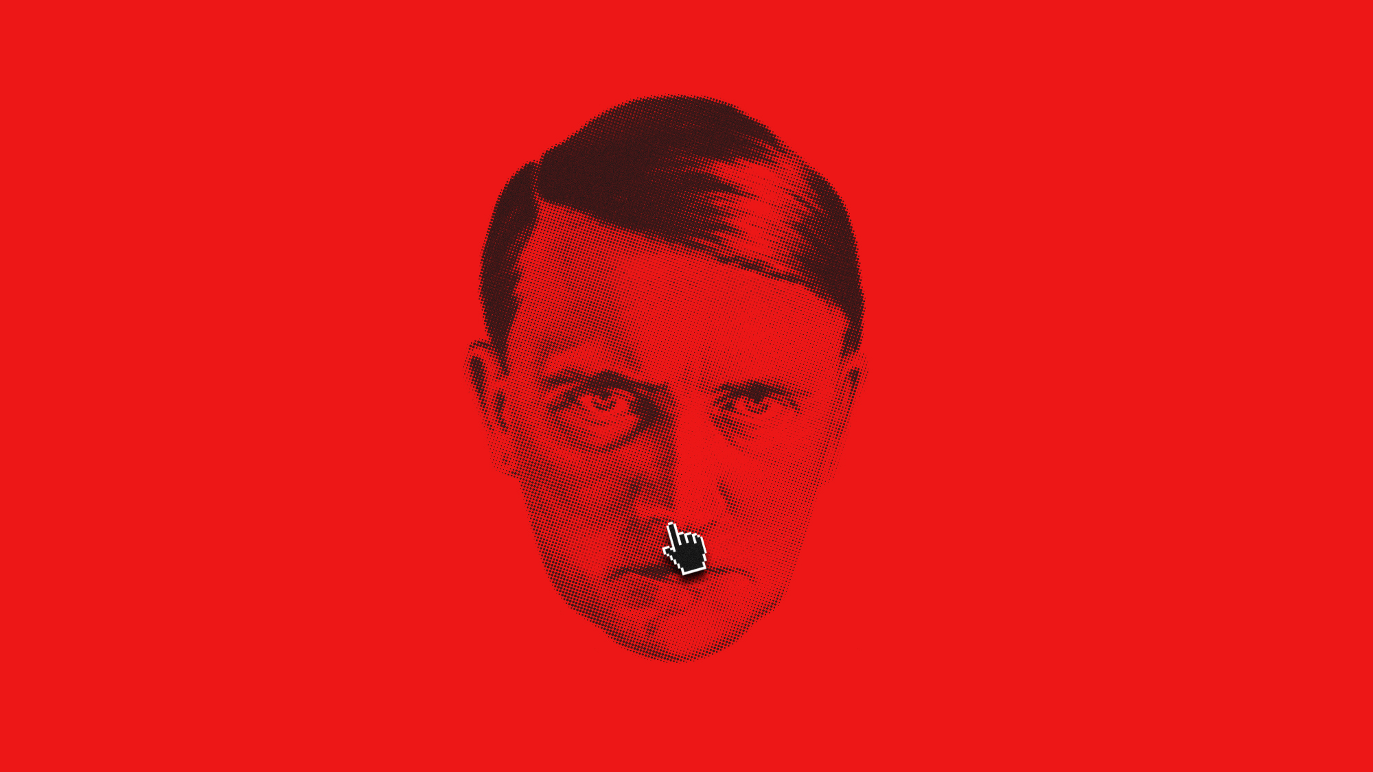 Illustration of Adolf Hitler with a computer cursor icon covering his moustache