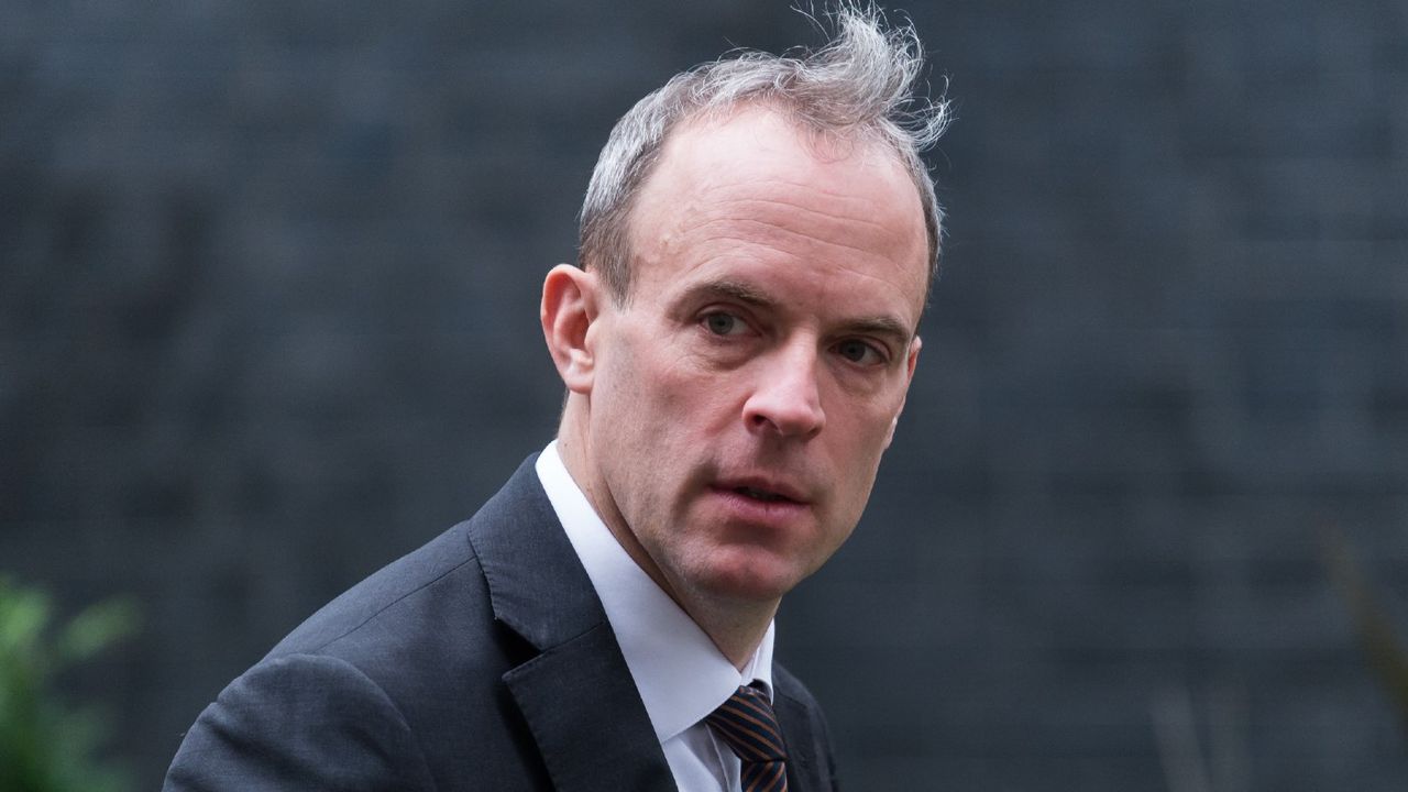 Dominic Raab leaving Downing Street 