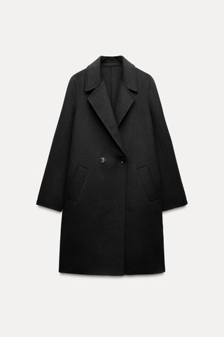 Double Breasted Wool Blend Coat