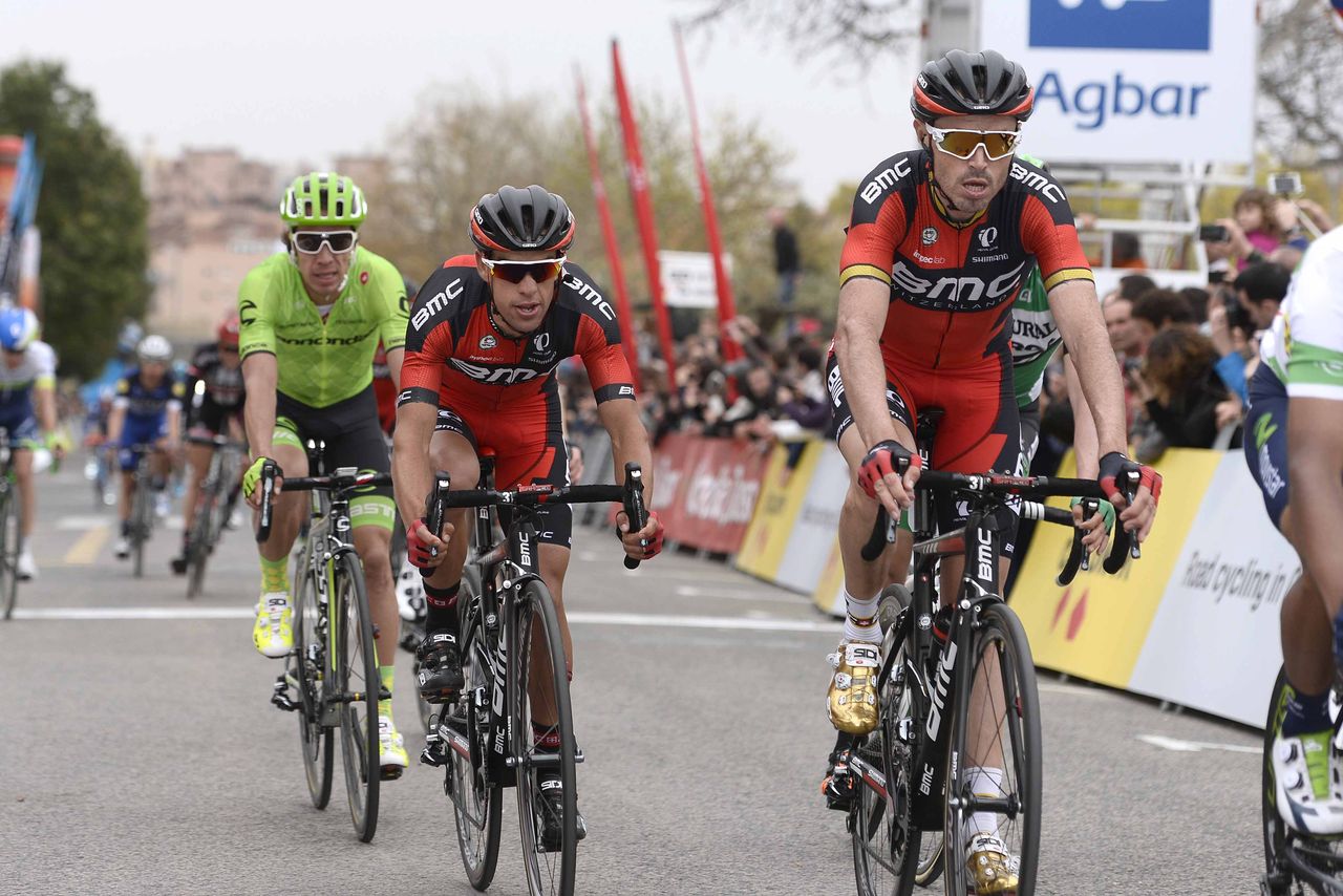 Rigoberto Uran (Cannondale) behind Richie Porte (BMC)
