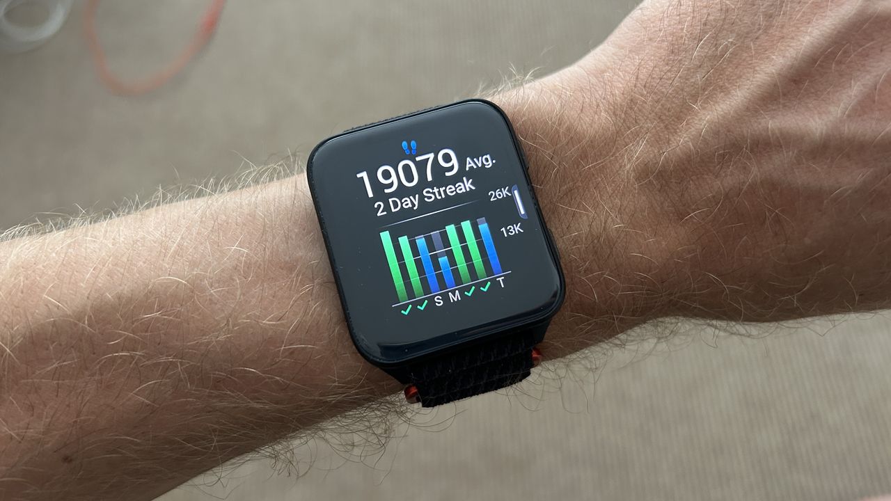 Garmin Venu X1 showing average daily step count