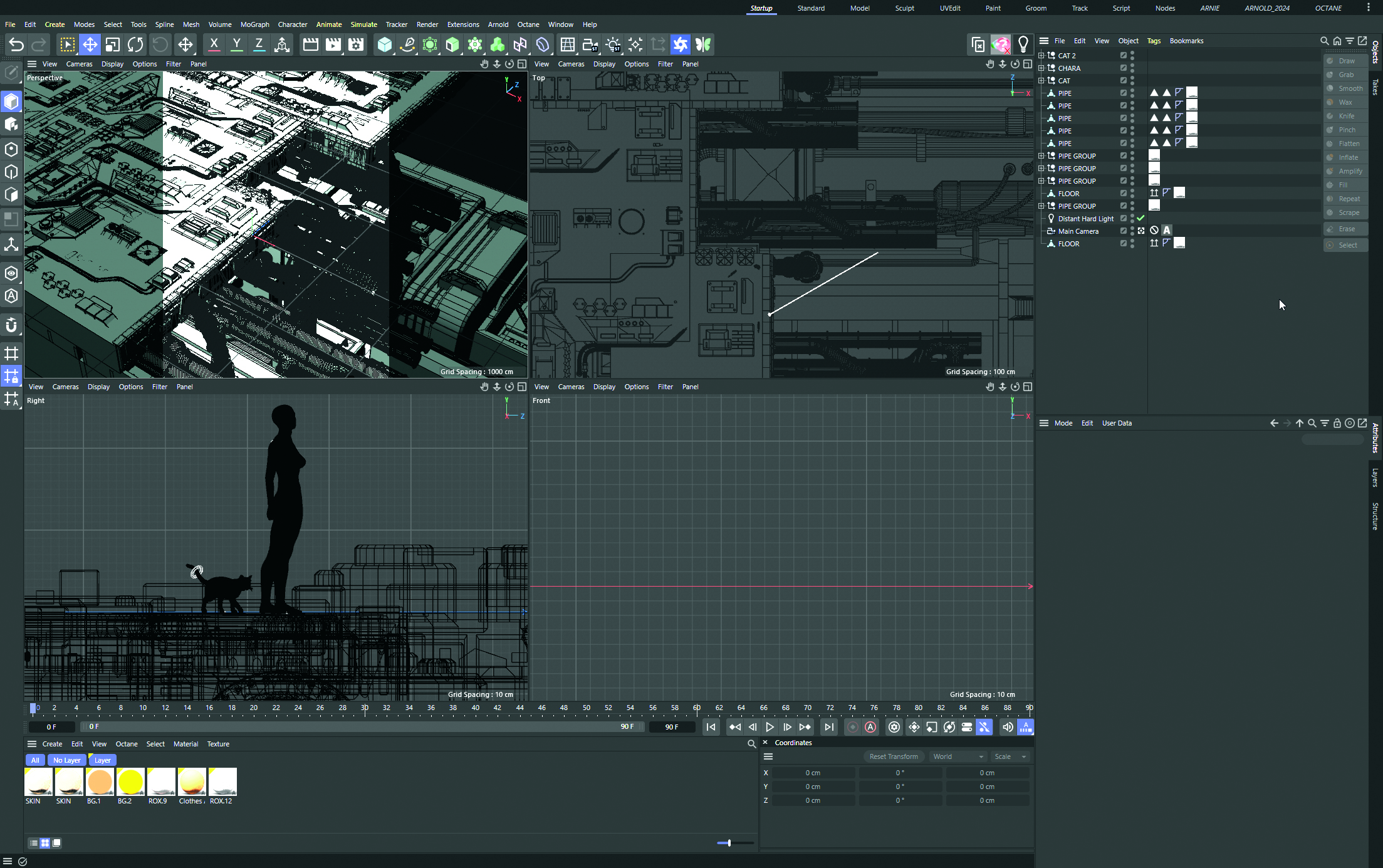 3D art showing a dystopian scene being made in 3D software