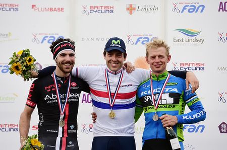 The men's podium: Edmund Bradbury, Alex Dowsett and Ryan Perry