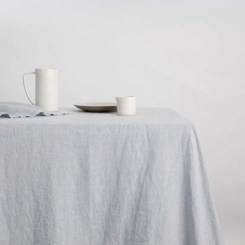 pale blue linen tablecloth