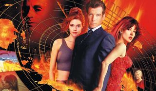 The World Is Not Enough Pierce Brosnan stands between Denise Richards and Sophie Marceau, as Robert