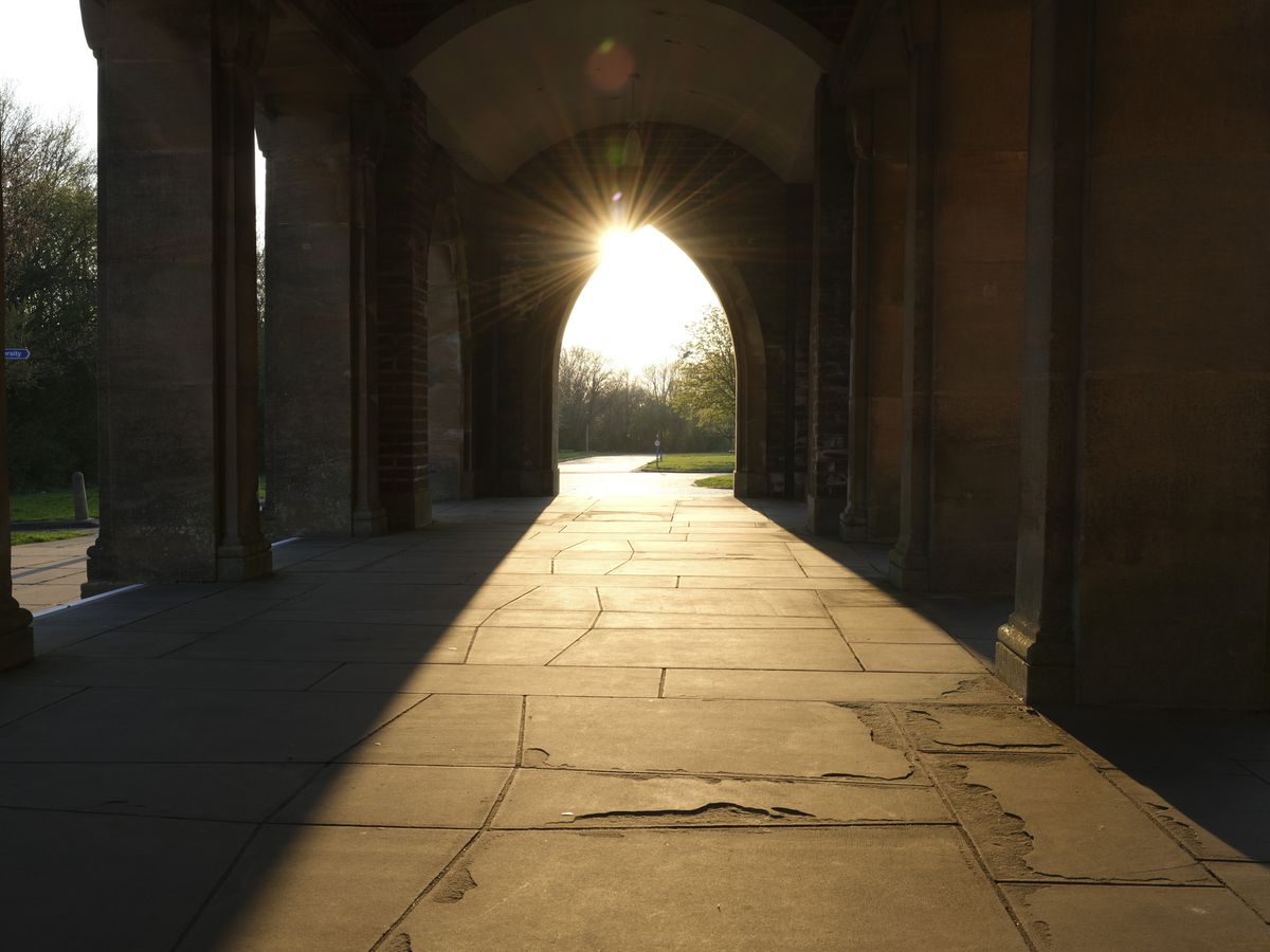 Fujifilm GFX100 RF sample images &ndash; setting sun through the arches of a cathedral