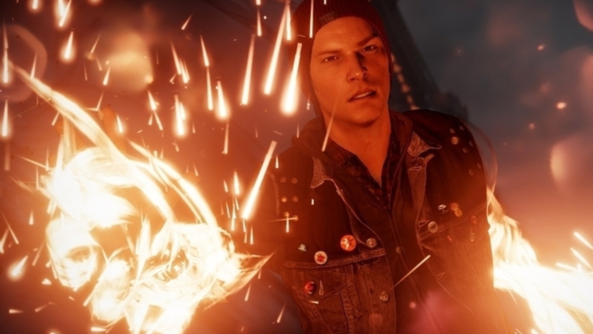 best superhero games: Delsin Rowe producing some fire in his palm