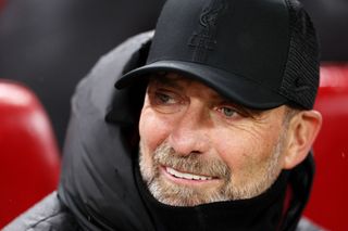 Liverpool manager Jurgen Klopp looks on prior to the Premier League match between Liverpool FC and Newcastle United at Anfield on January 01, 2024 in Liverpool, England.