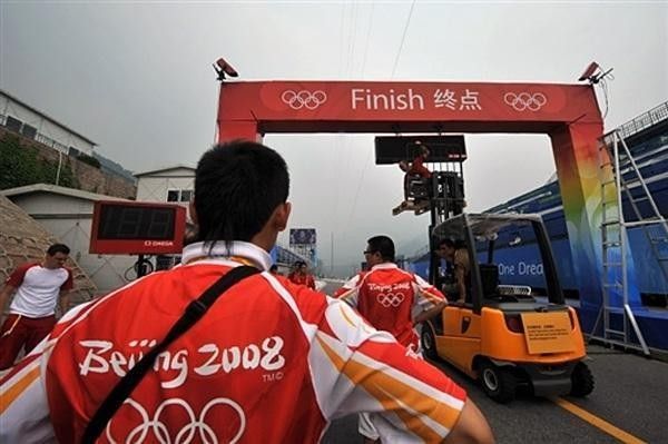 Ready to roll: The finish for this weekend's Olympic Games road races