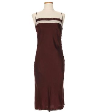 Christian Dior by John Galliano Burgundy Silk Slip Dress