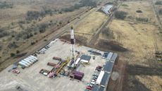 The drilling rig at the Deep Fission reactor site in Parsons, Kansas.