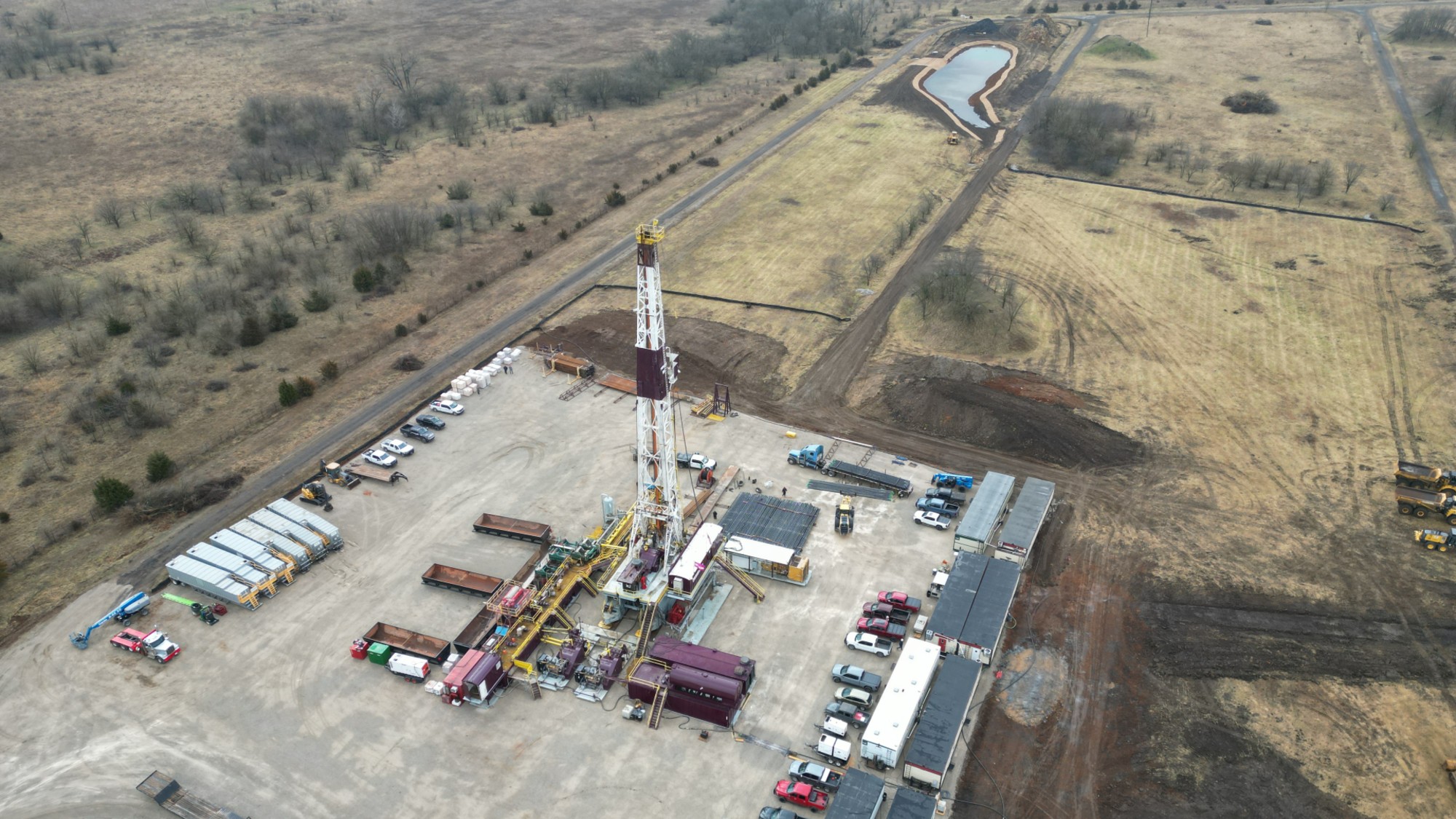 The drilling rig at the Deep Fission reactor site in Parsons, Kansas.