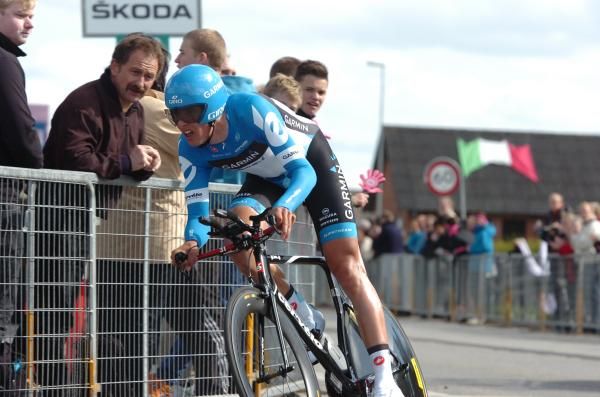 Ramunas Navardauskas (Garmin Barracuda) set a fast time early during stage 1 of the Giro d'Italia