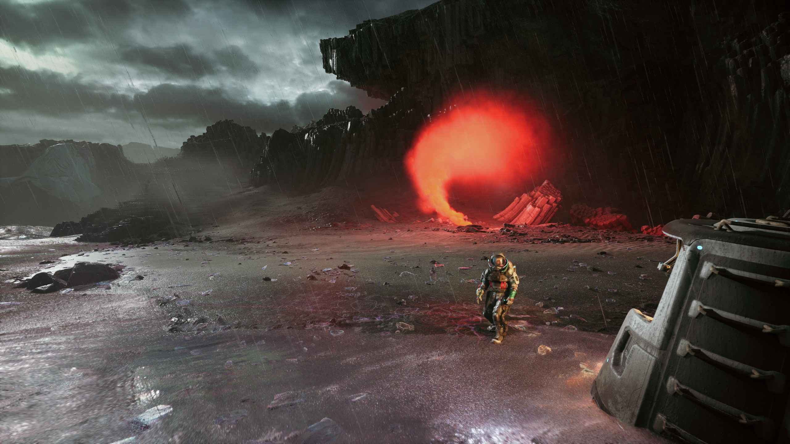 The Alters screenshot of Jan Dolski looking at his escape pod.