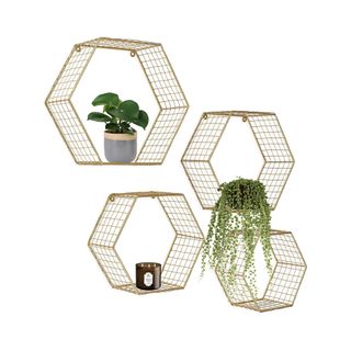 Honeycomb metal wall mounted shelves