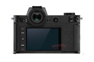 This leaked image of the Leica SL2's back shows a fixed screen and three main menu buttons