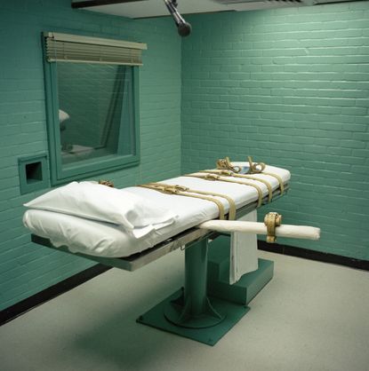 View of the execution chamber at Huntsville Correctional Center in Texas. 