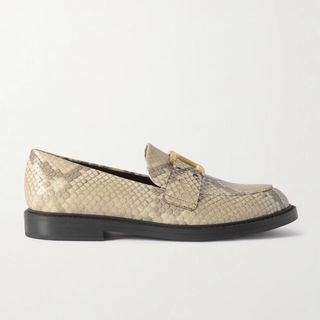 Chloé Marcie Buckled Snake-Effect Leather Loafers