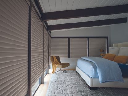 Bedroom with Luxaflex blinds