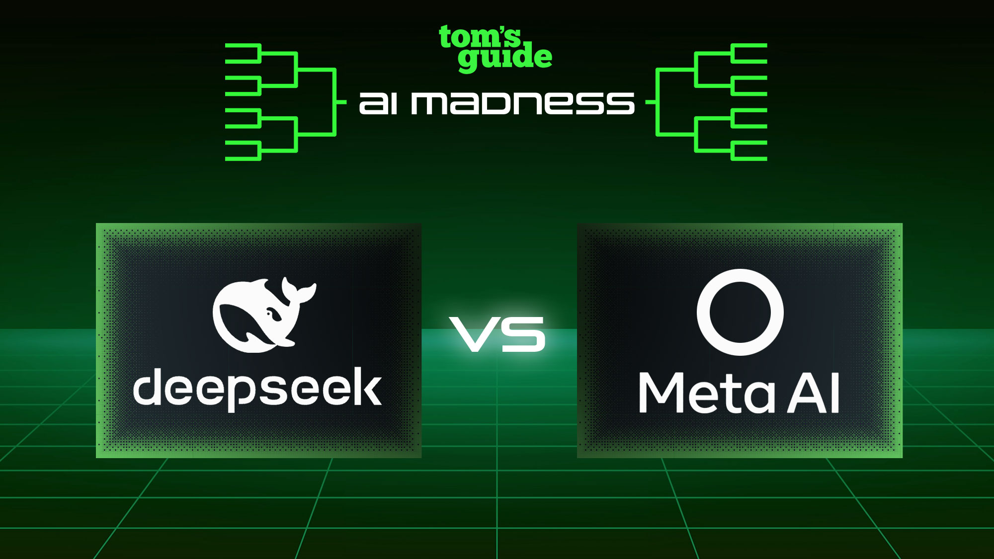 Tom's Guide AI Madness logo with a versus faceoff between DeepSeek and Meta AI logos