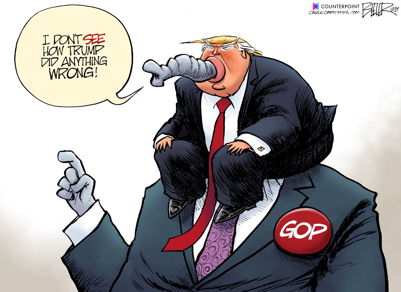 Political Cartoon U.S. Trump GOP Ukraine impeachment