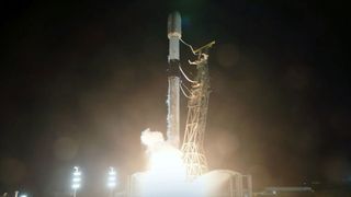 A SpaceX Falcon 9 rocket launches 20 Starlink internet satellites to orbit from California's Vandenberg Space Force Base on Nov. 9, 2024.