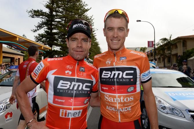 Points leader Cadel Evans with race leader and teammate Rohan Dennis (BMC)