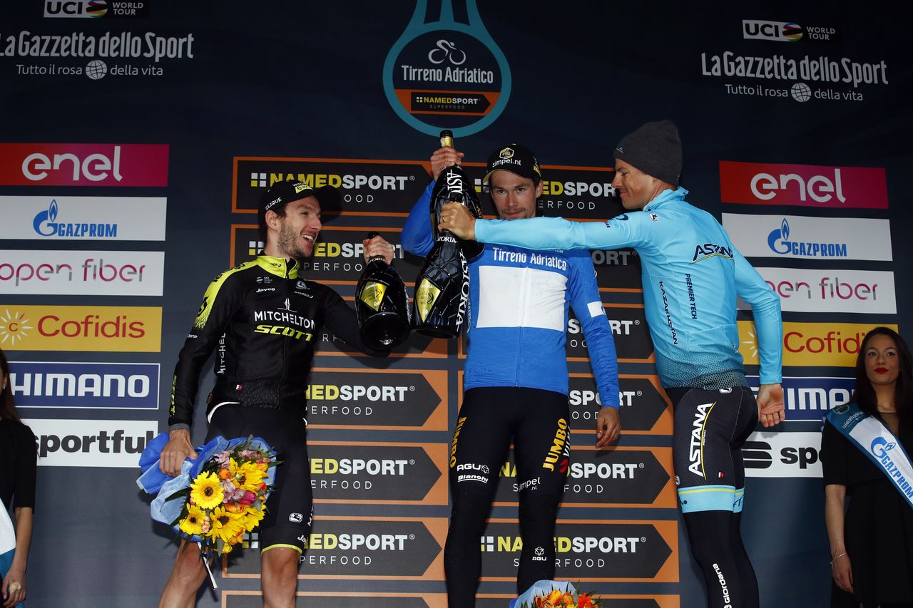 Champagne for the podium finishers