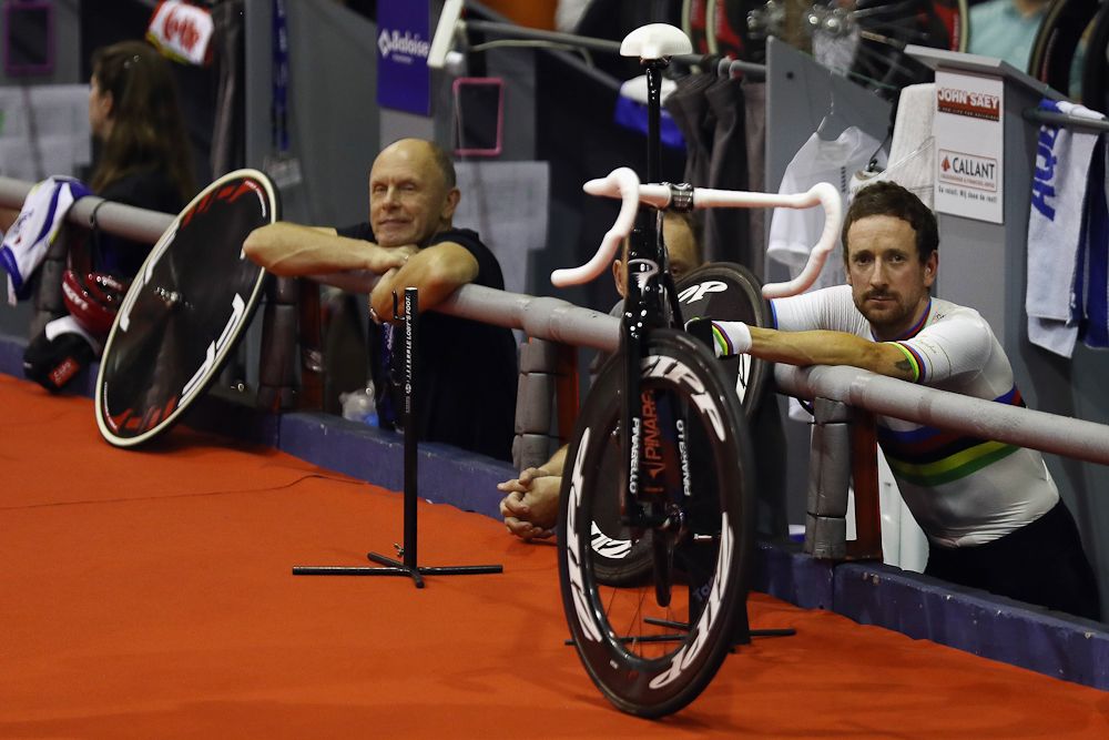 Bradley Wiggins of Great Britain looks on during the opening evening of the Ghent six day race at 't Kuipke - Gent