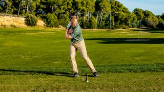 John Howells demonstrates the sway in the golf backswing