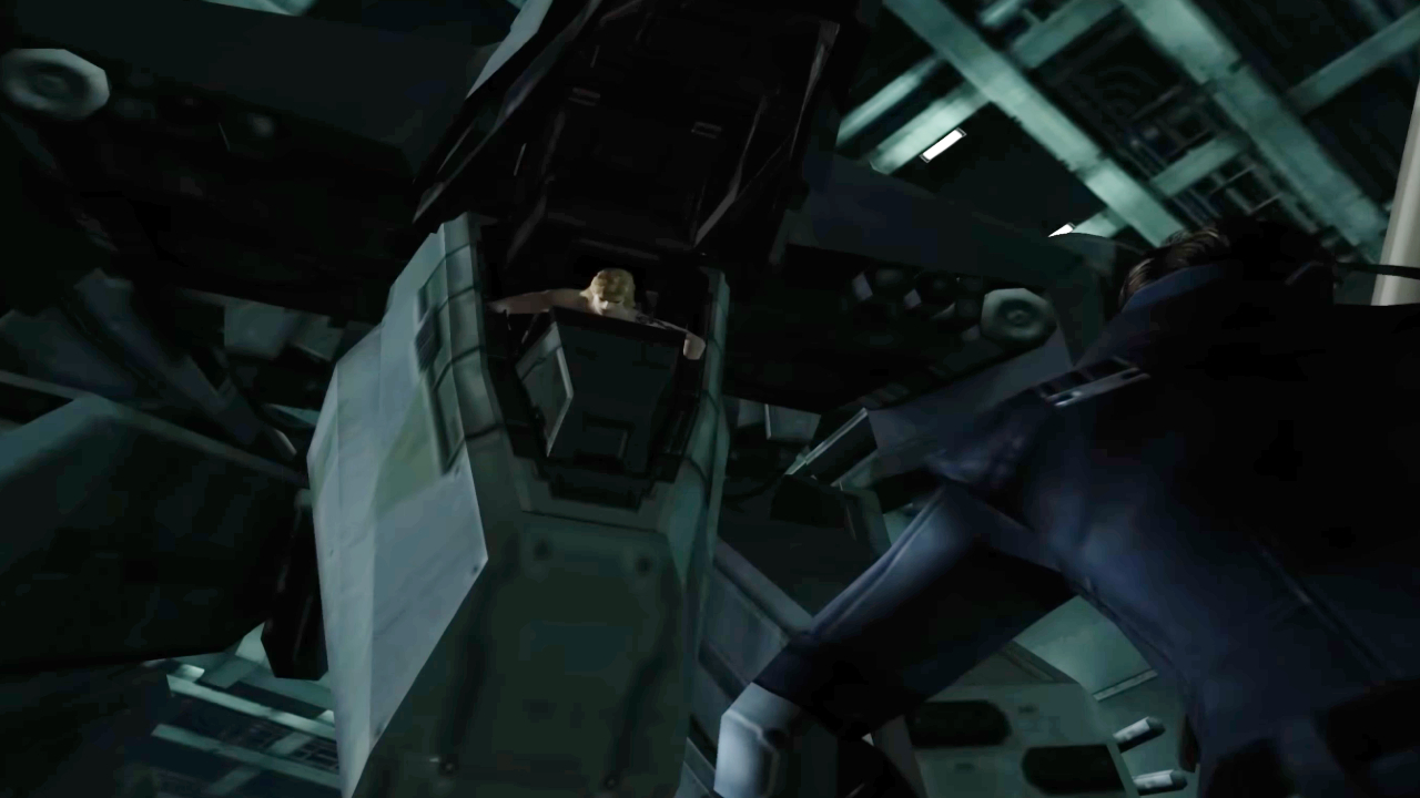 Solid Snake fighting Metal Gear (with Liquid Snake inside) in Metal Gear Solid: Twin Snakes