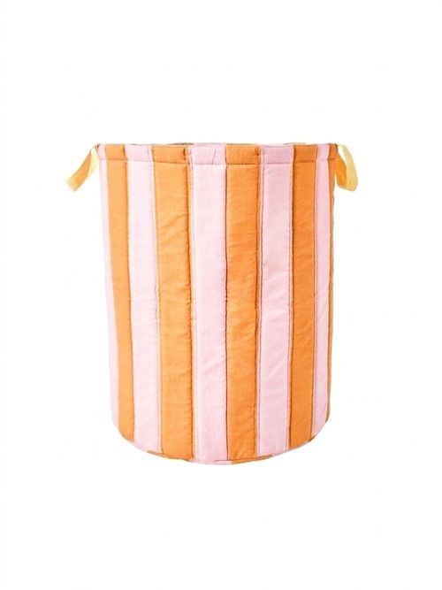 Orange & Pink Striped Fabric Storage Basket 