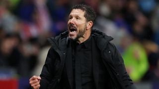 Diego Simeone celebrating a goal for Atletico Madrid