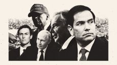 Photo composite illustration of Marco Rubio, Tony Blair, Jared Kushner, Donald Trump and Vladimir Putin against a backdrop of destruction in Gaza