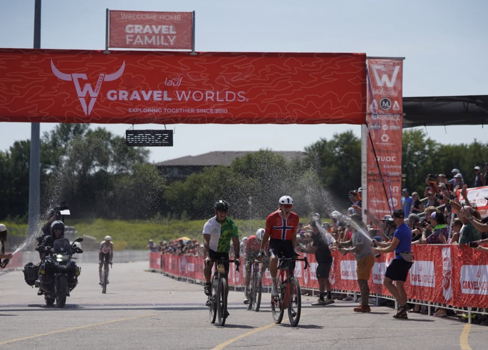 Norwegian champion Torbj&amp;oslash;rn R&amp;oslash;ed (Trek Driftless) reacts to winning 2026 Lauf Gravel Worlds