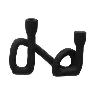 Bloomingville, Black Decorative Resin Double Taper Candle Holder