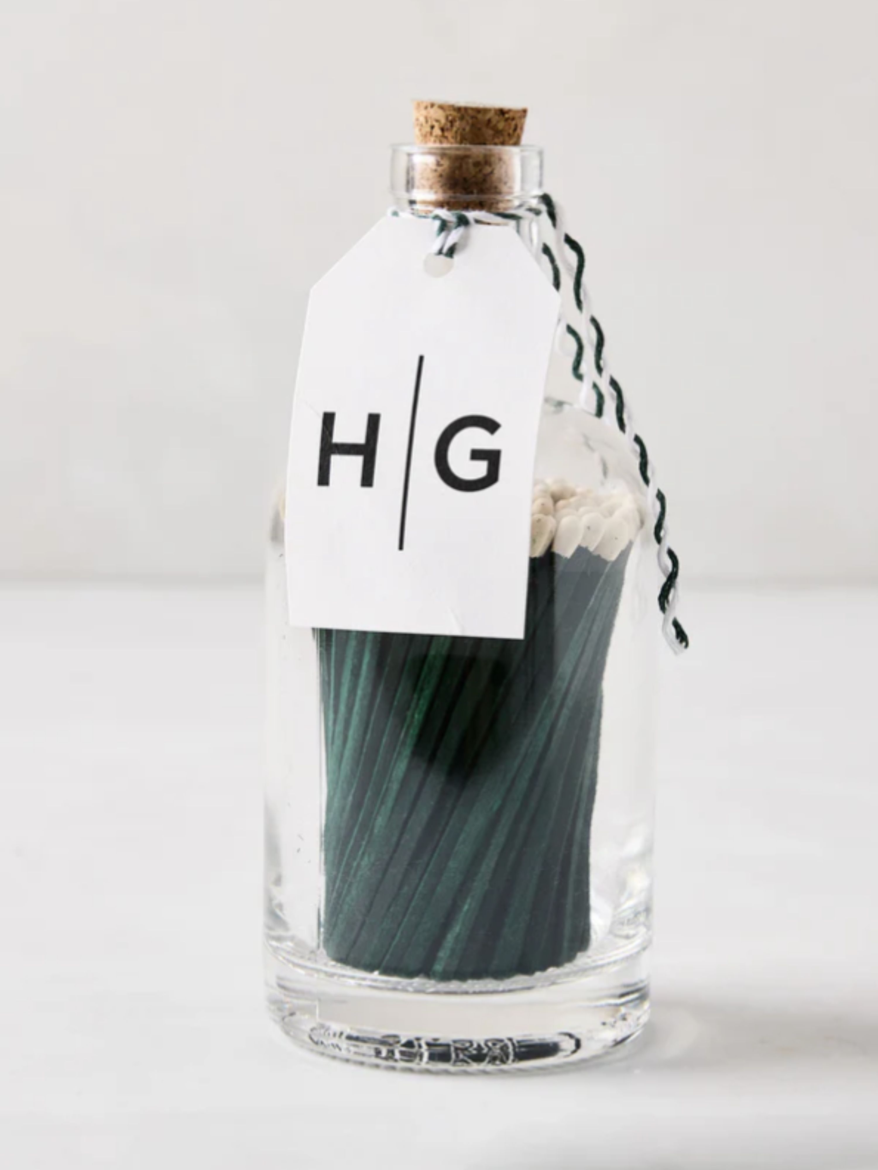 Green with White Tip Glass Bottle Matches