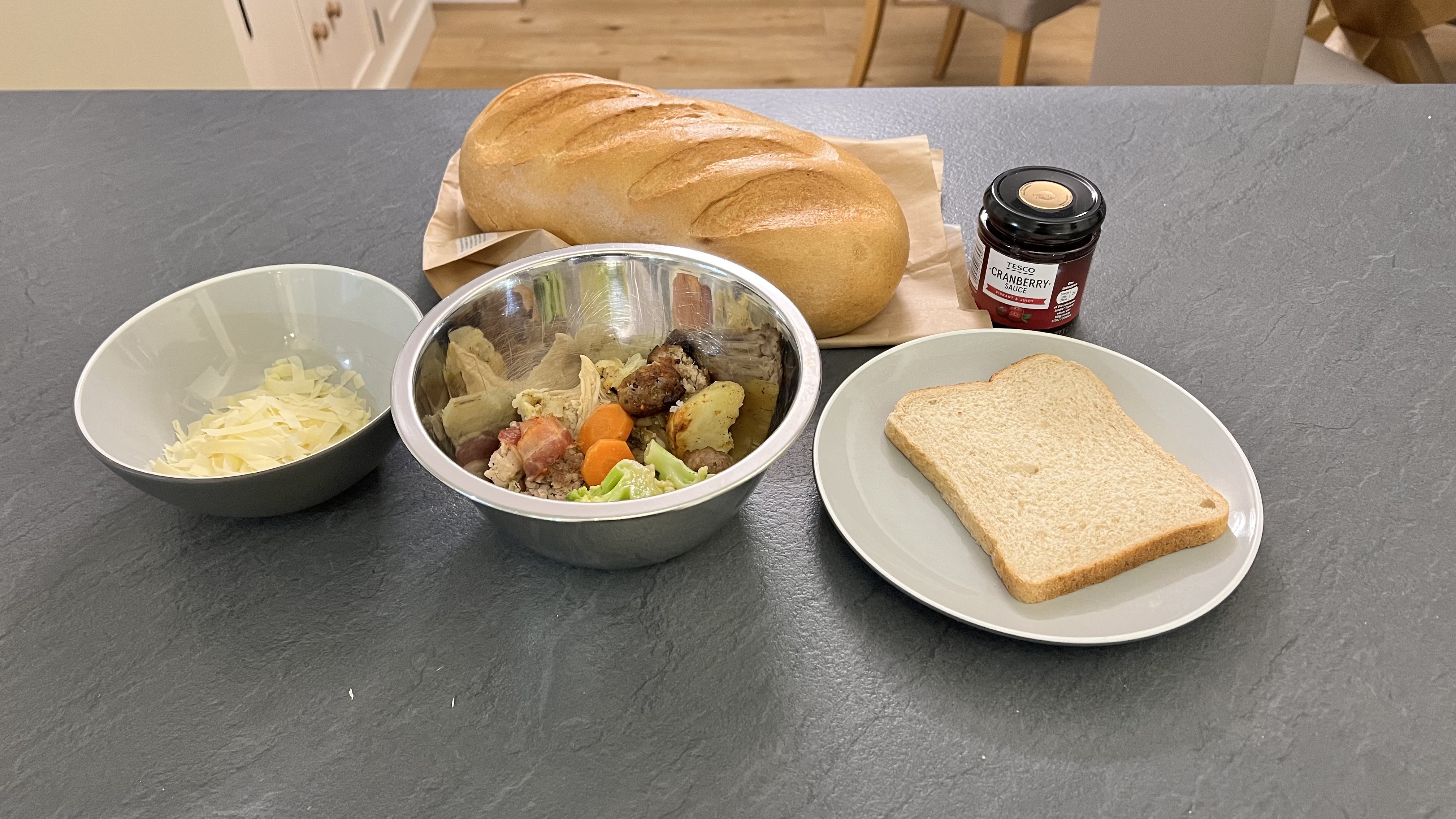 Christmas Leftover Toastie ingredients