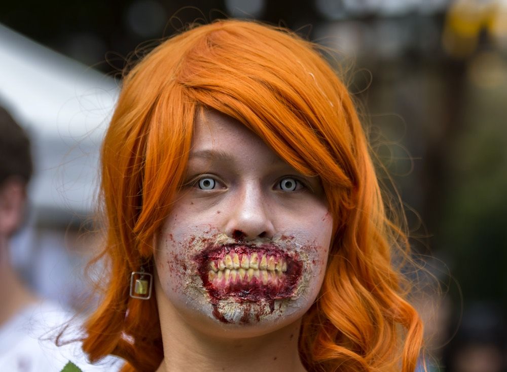 A girl dressed up as a zombie for the Zombie Walk Sydney in Australia on Oct. 29, 2016.