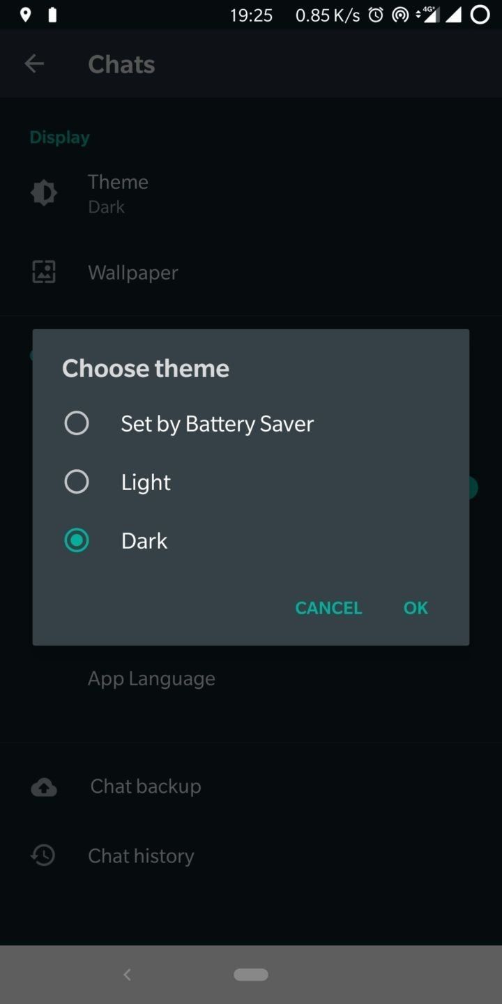 WhatsApp Beta Dark Mode