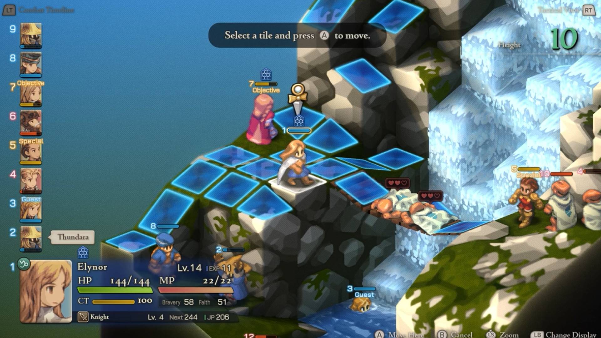 Screenshot from Final Fantasy Tactics: The Ivalice Chronicles showing a character being moved during a battle.