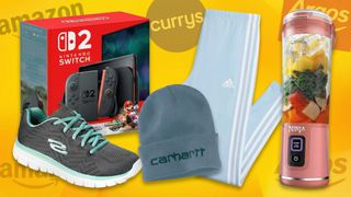 Collage of items on sale at Amazon, Currys, and Argos