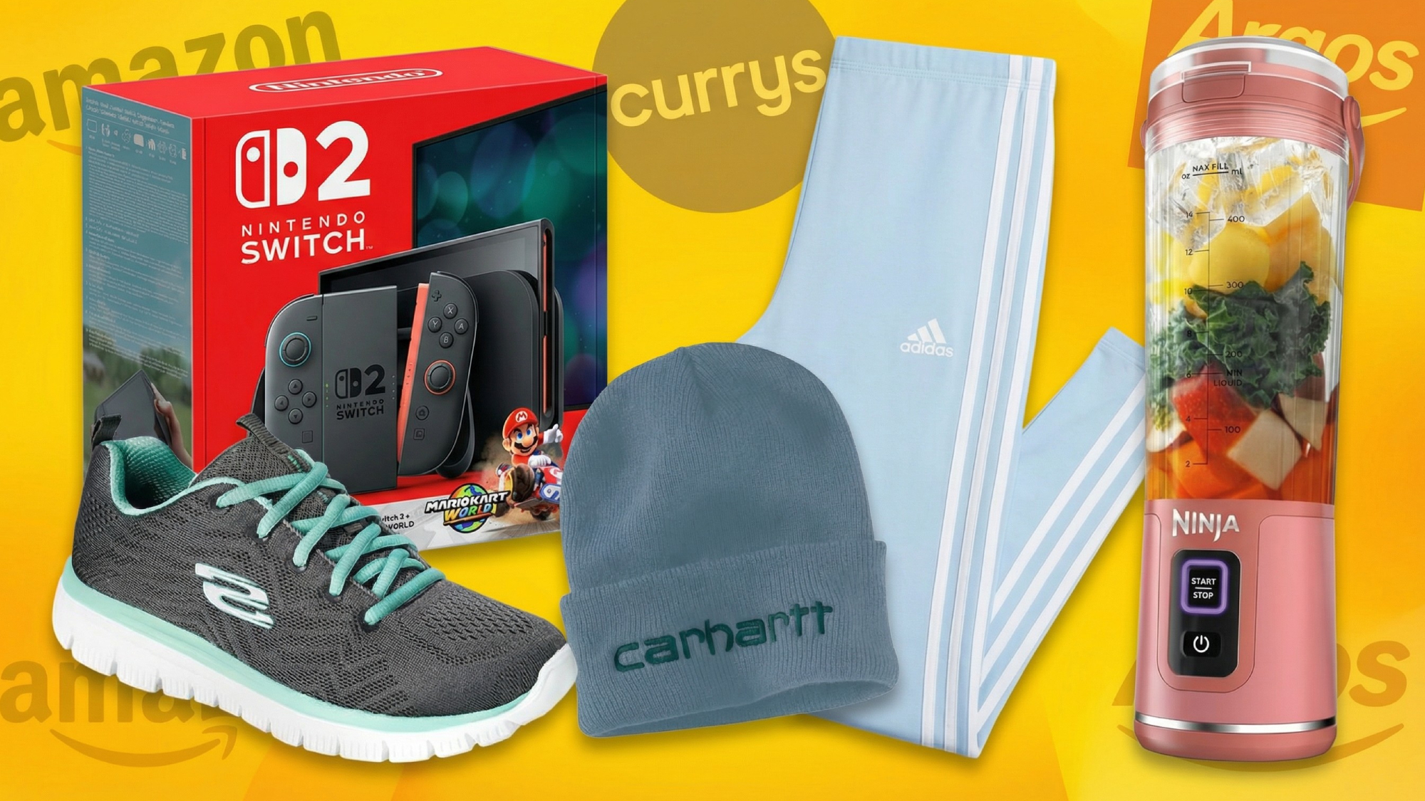 Collage of items on sale at Amazon, Currys, and Argos