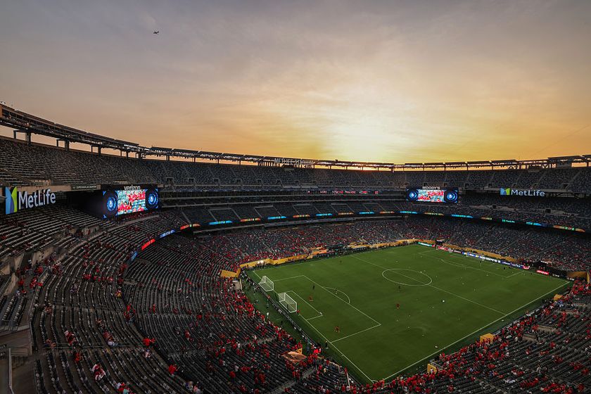 A general view of the stadium during the sunset ahead of the FIFA Club World Cup 2025 Group A football match between Portugal's Porto FC and Egypt's Al-Ahly at the MetLife stadium in East Rutherford, New Jersey on June 23, 2025.