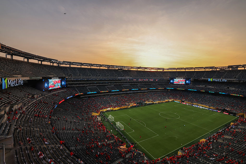 A general view of the stadium during the sunset ahead of the FIFA Club World Cup 2025 Group A football match between Portugal's Porto FC and Egypt's Al-Ahly at the MetLife stadium in East Rutherford, New Jersey on June 23, 2025.